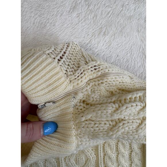 Vintage Wayne Taylor Cable Knit Ivory Irish Fisherman Sweater Harry Met Sally - Picture 2 of 8